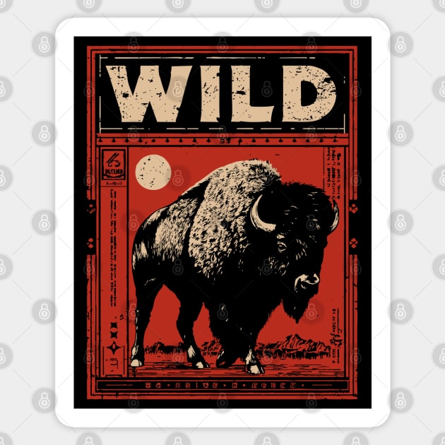 Wild Bison Buffalo - American West Constructivist Propaganda Sticker by TuncGK